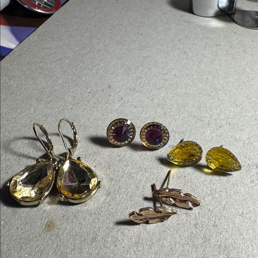 Elegant Gold  Tone and Yellow Earring Set